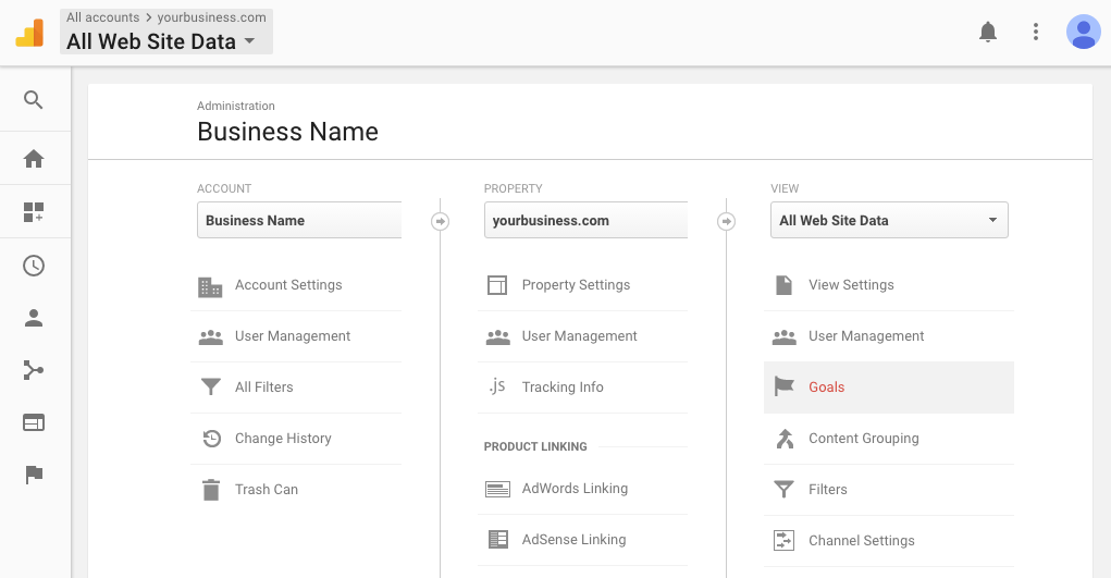 setting up goals in google analytics