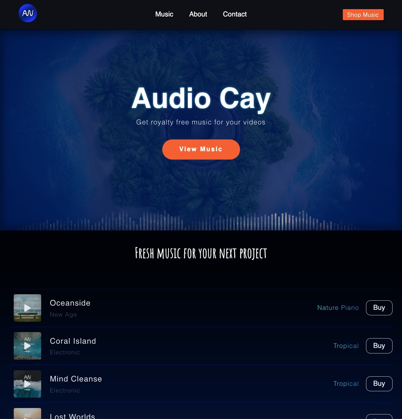 Audio Cay web project thumbnail