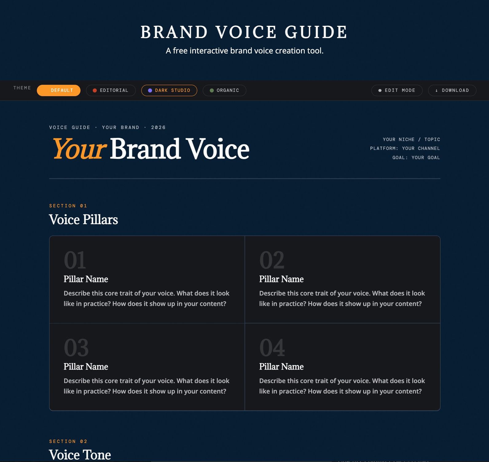 Brand voice guide web project thumbnail