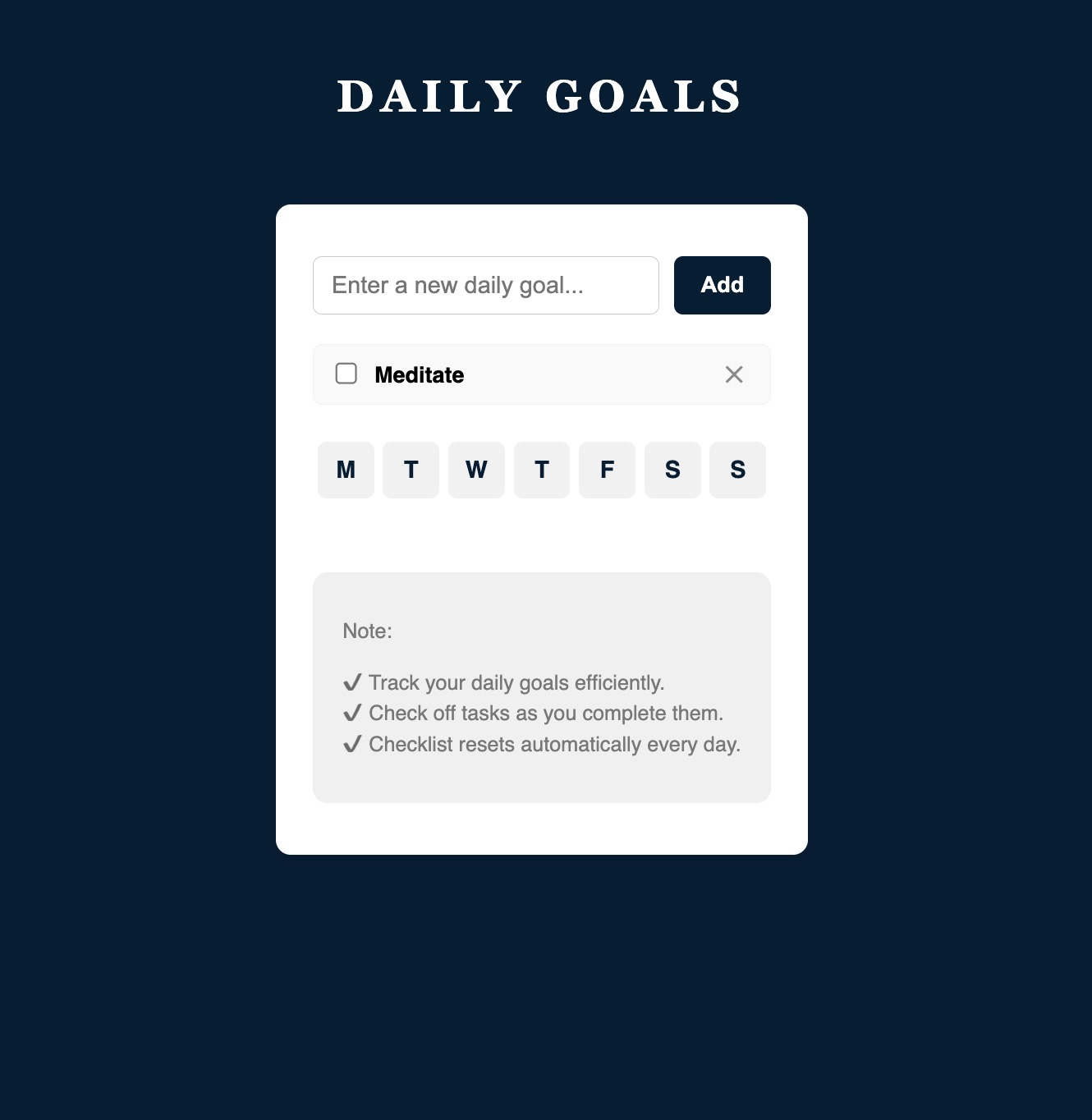 Daily goals checklist web project thumbnail