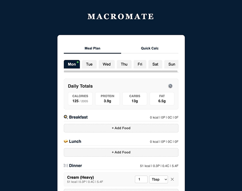 Macro tracker web project thumbnail
