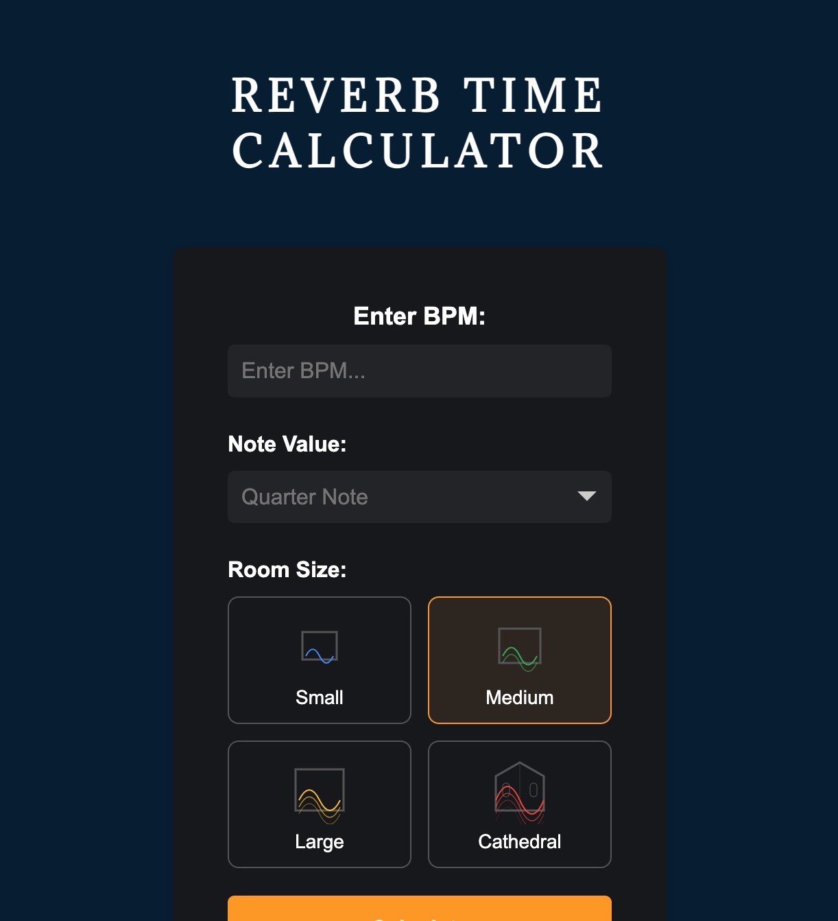 Reverb Time Calculator web project thumbnail