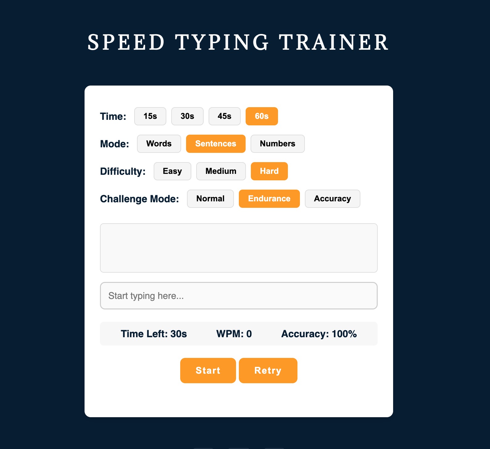 Speed Typing Trainer web project thumbnail