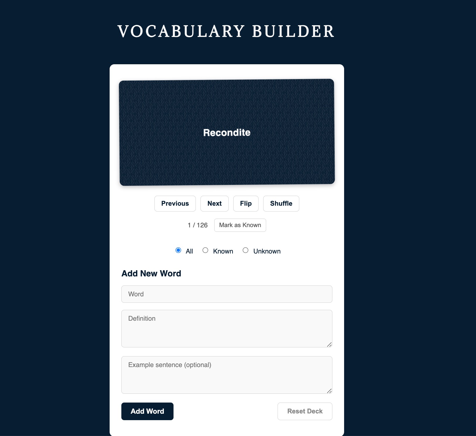 Vocabulary Builder web project thumbnail